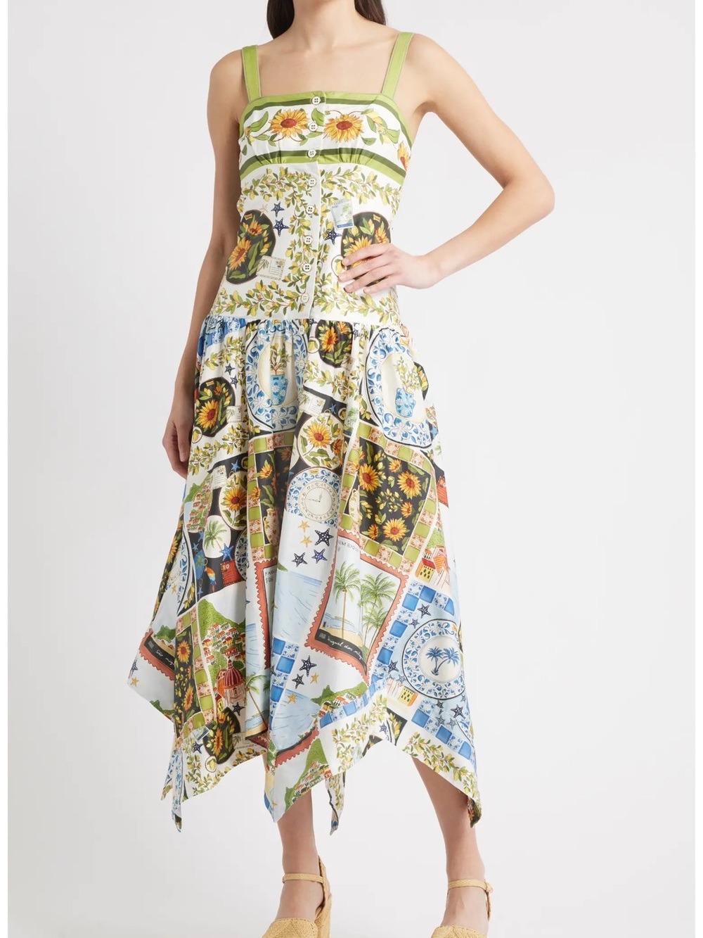LIKE NEW! FARM Rio Latin Trip Scarves Organic Cotton Midi Dress
